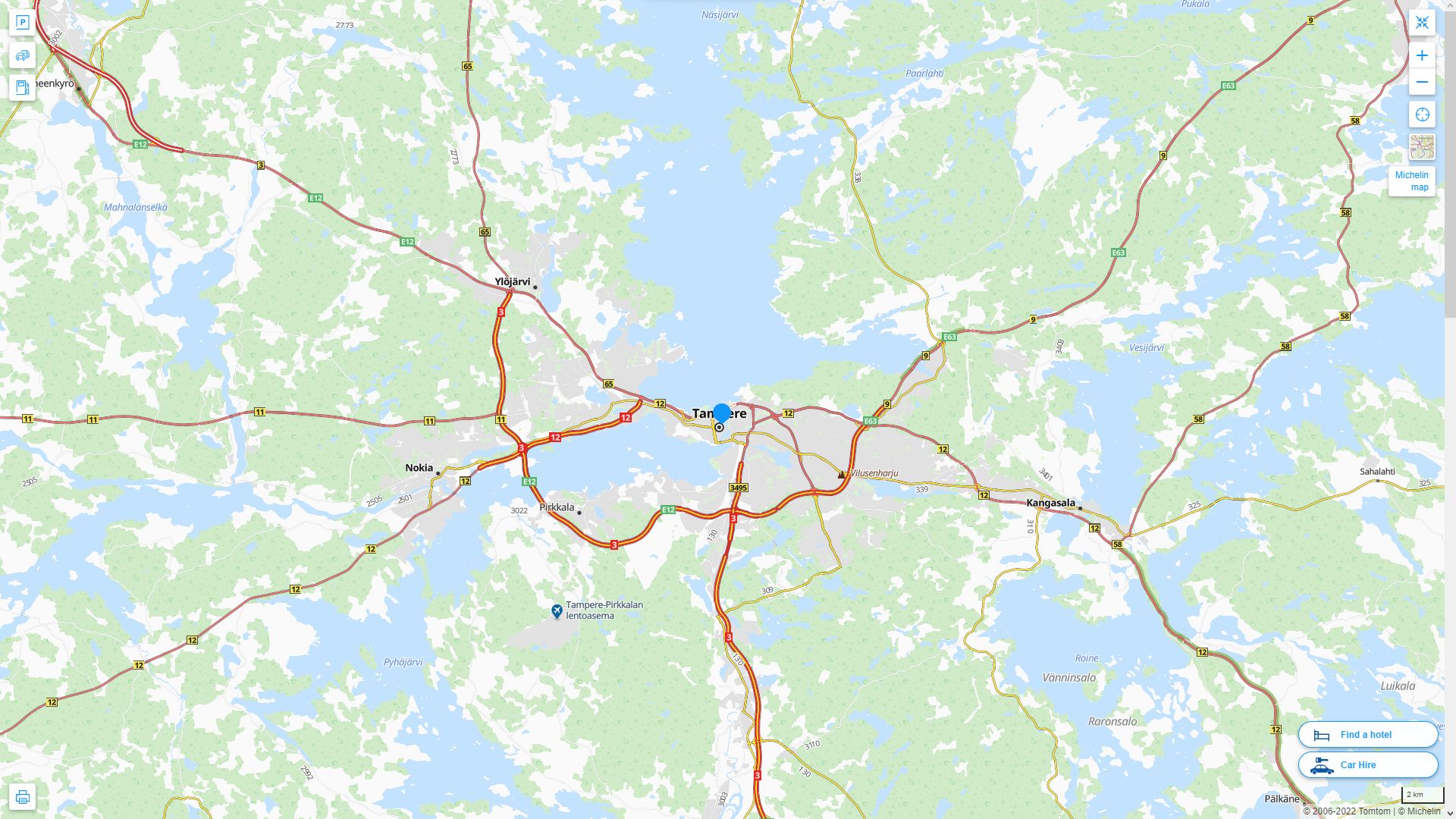Tampere Finlande Autoroute et carte routiere